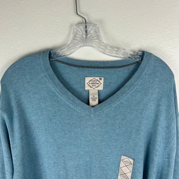 St. Johns Bay Men's V-Neck Sweater Size XL Blue NEW - Picture 2 of 5